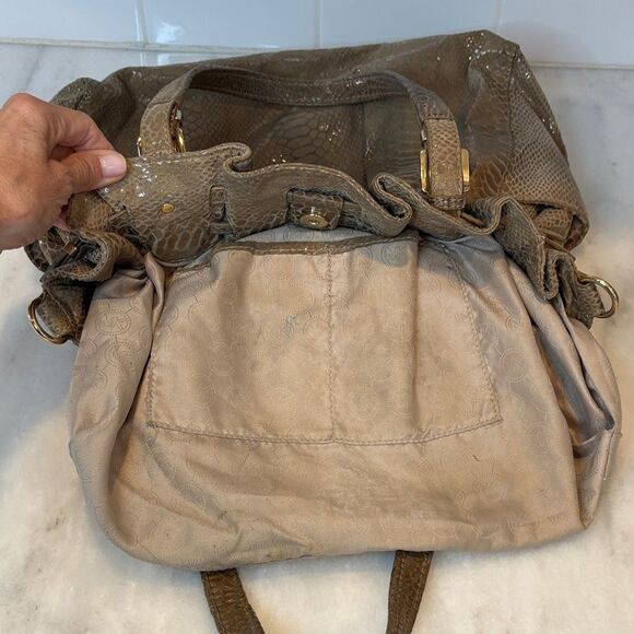 Michael Kors Edie Python Snakeskin Leather Buckle Strap Shoulder Bag - Picture 13 of 16